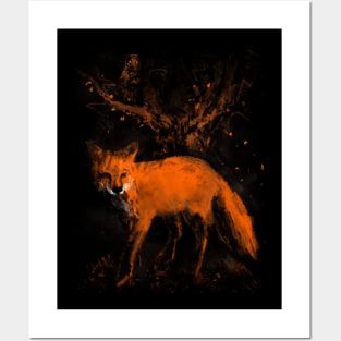 Fox and Owl - Nocturnal Animals Posters and Art